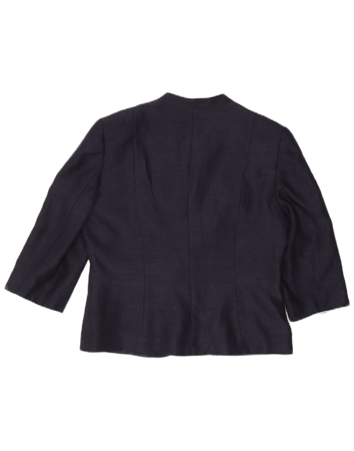 JACQUES VERT Dame 3/4-ærmet Bolero-jakke UK 14 Large Navy Blue