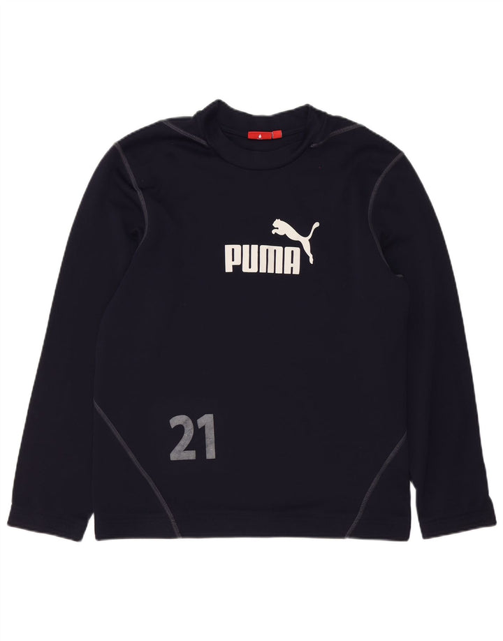 Puma Herre Grafisk Top Langærmet Medium Navy Blue