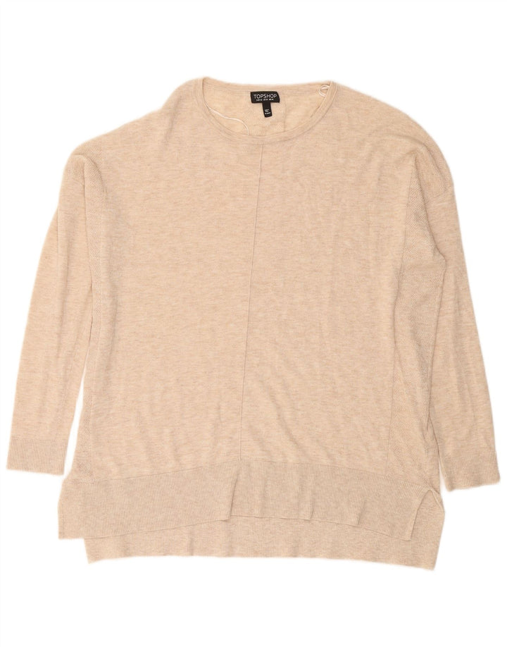 TOPSHOP Womens Oversized Crew Neck Jumper Sweater UK 14 Large Beige