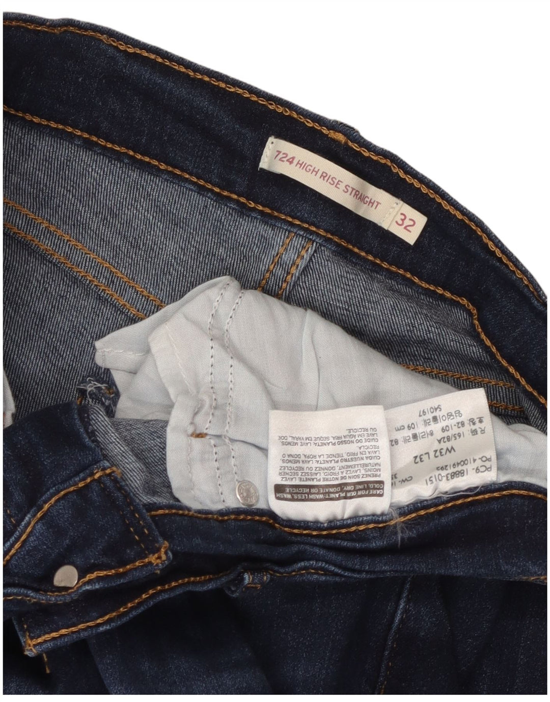 Levi's Womens 724 Højtaljede lige jeans W32 L32 Blå