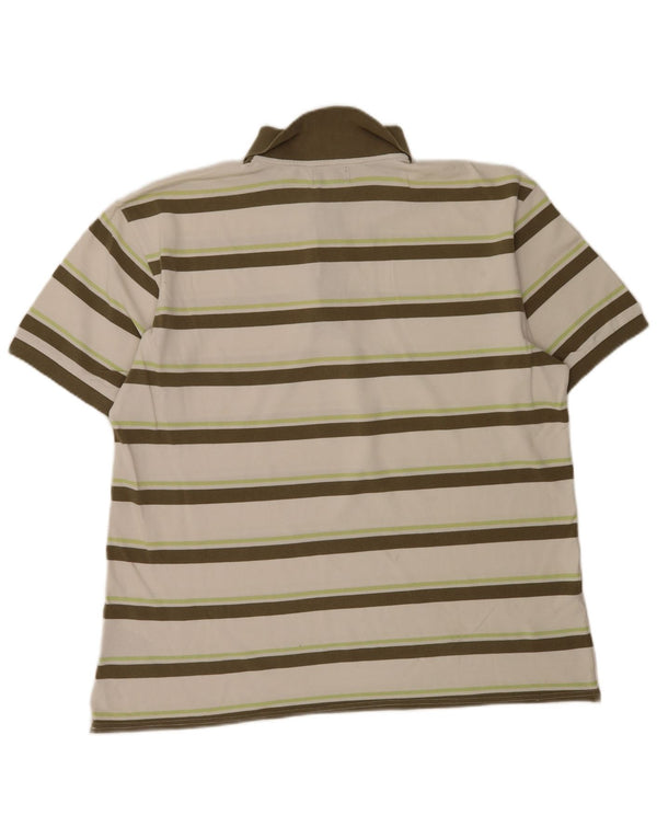 Kappa Mens Polo Shirt 3XL White Striped Cotton
