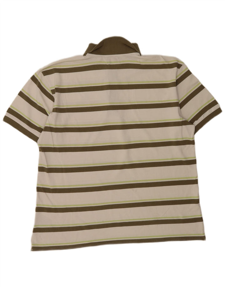 Kappa herre poloshirt 3XL hvid stribet bomuld