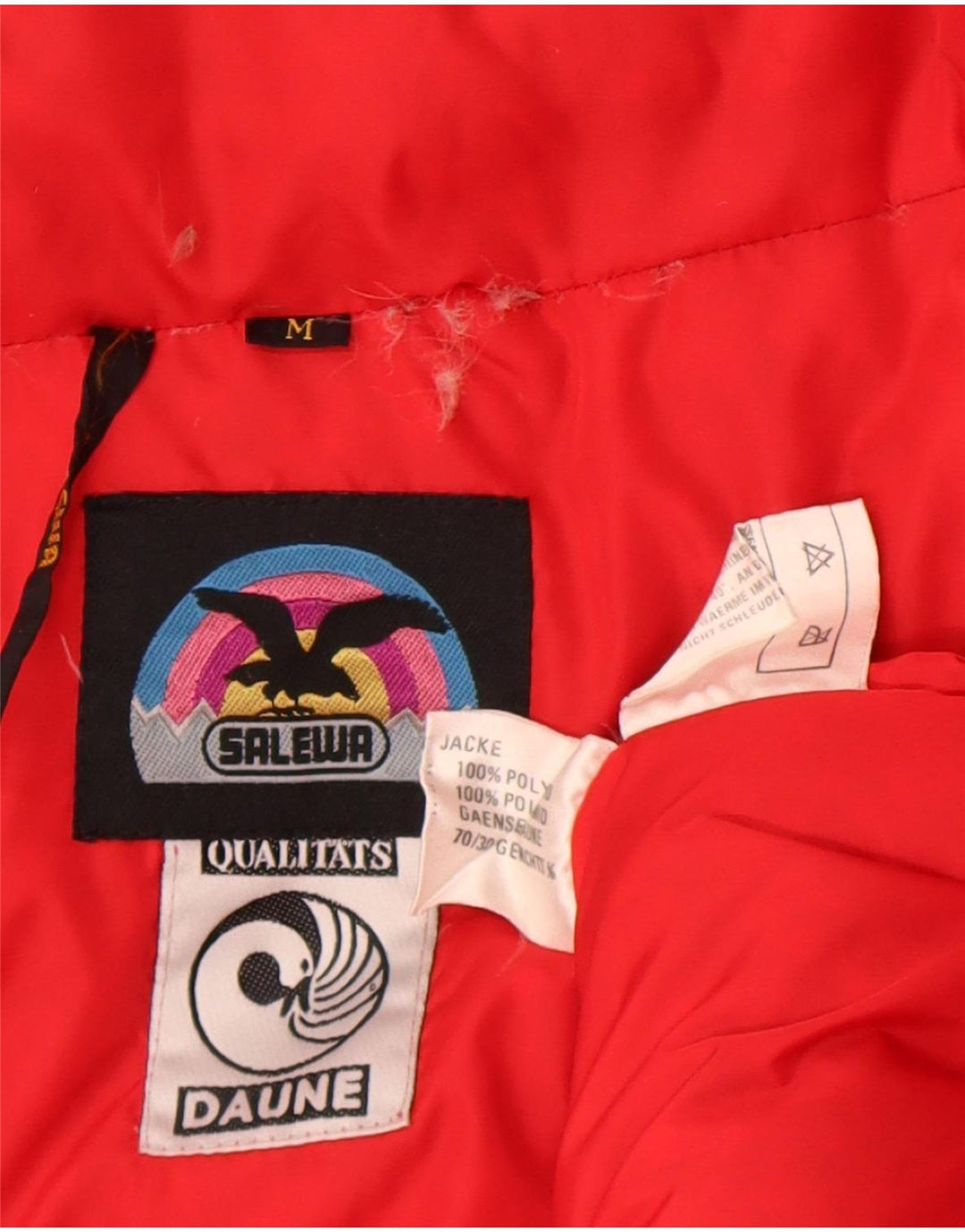 SALEWA Herre hættepolstret jakke UK 38 Medium Rød Polyamid