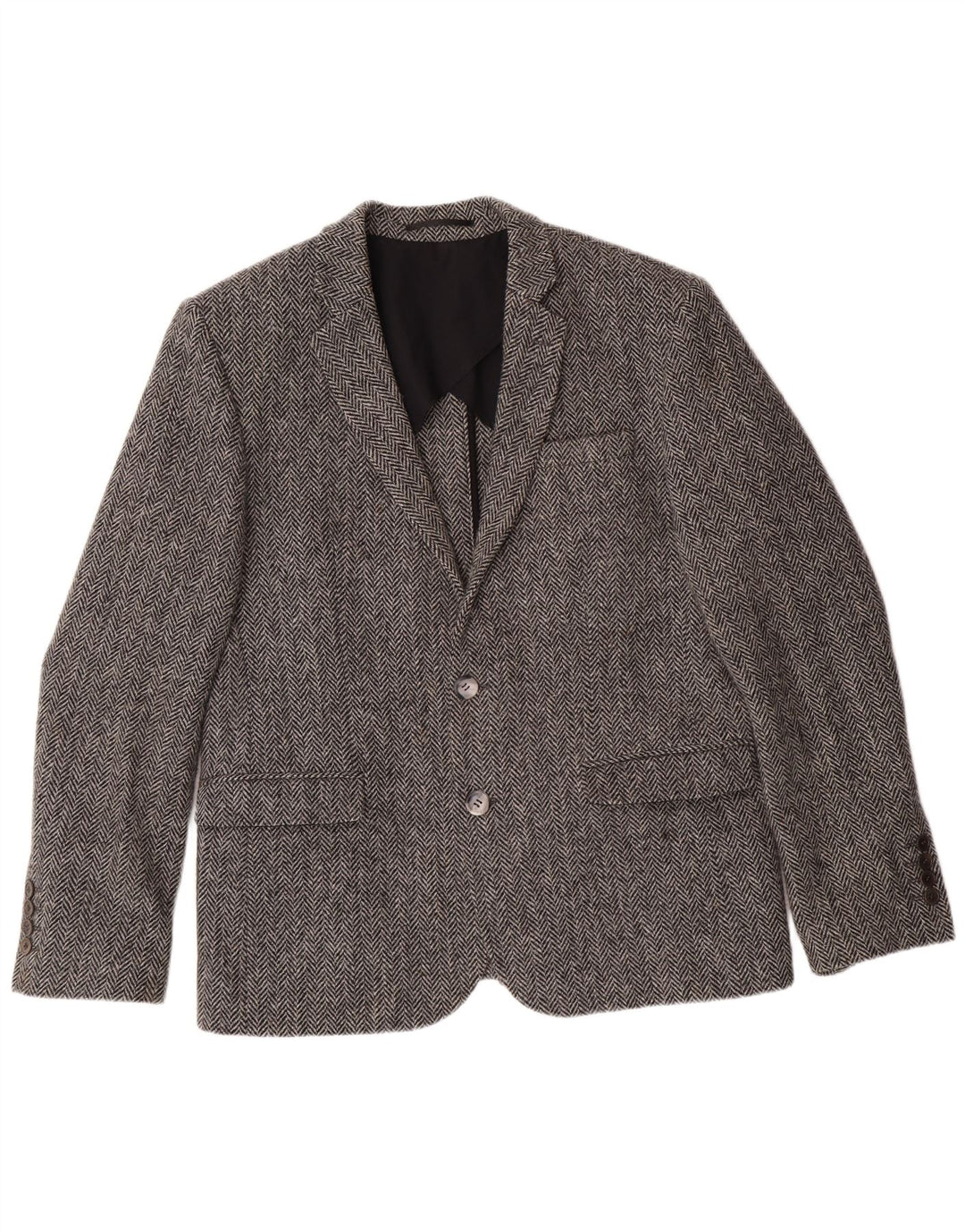 HARRIS TWEED Herre Blazer Jacket UK 40 Large Grey Herringbone Classic