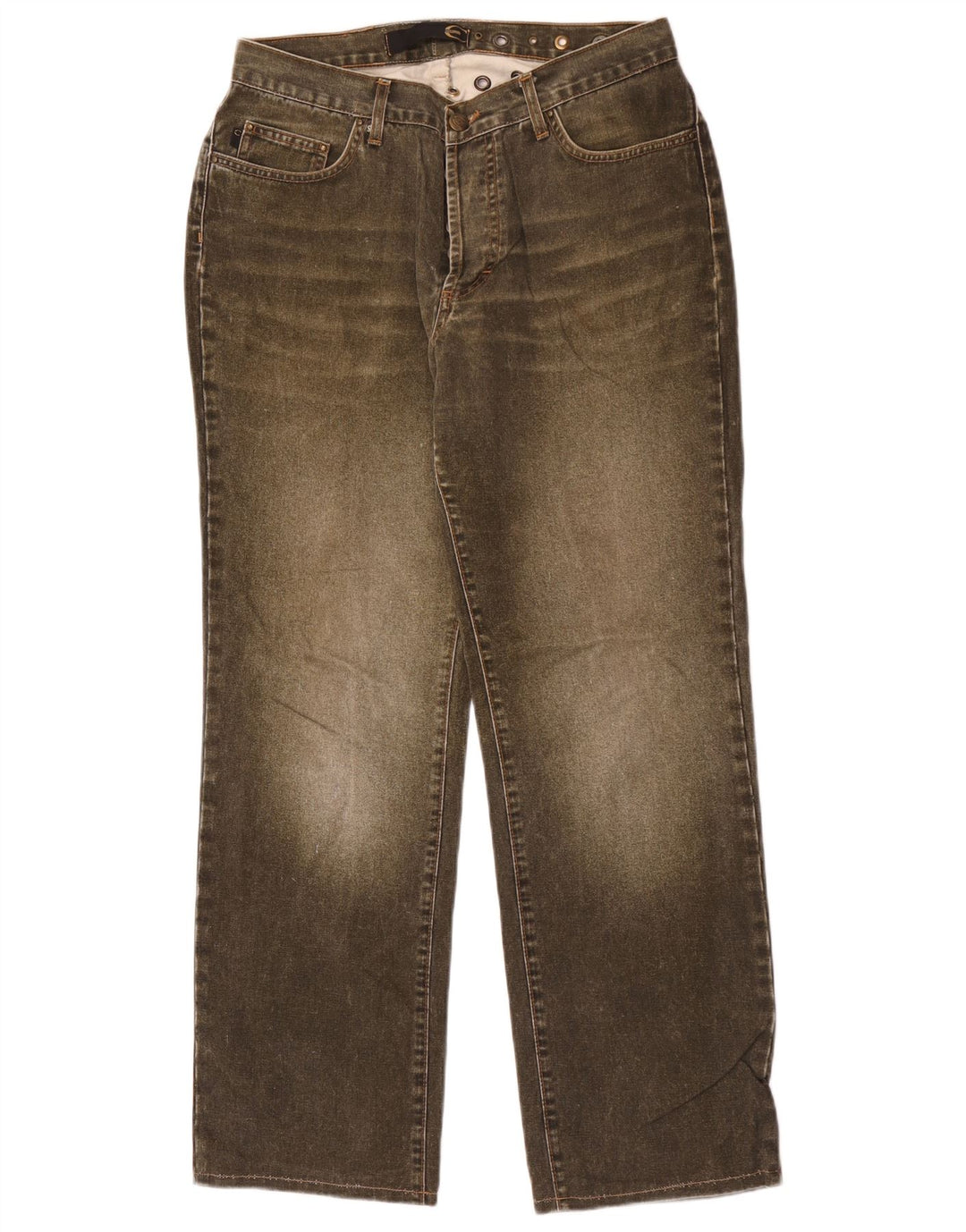 Just Cavalli Dame Straight Jeans W30 L30 Khaki Bomuld