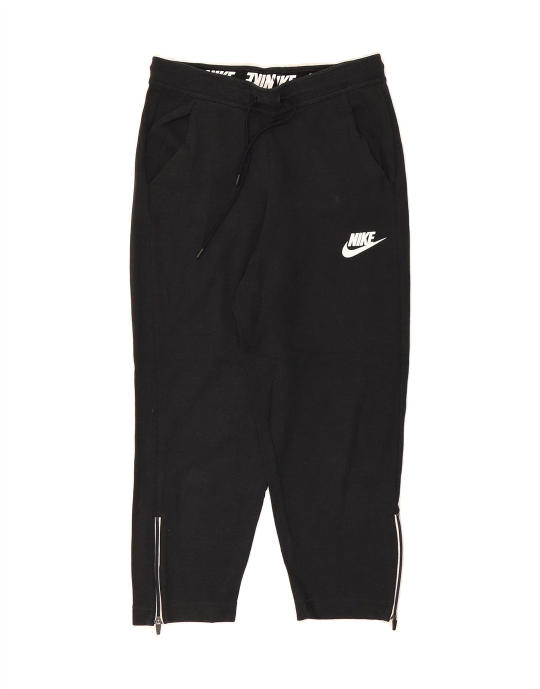 NIKE Womens Crop Tracksuit Trousers UK 10 Small Black Cotton Vintage Nike and Second-Hand Nike from Messina Hembry 