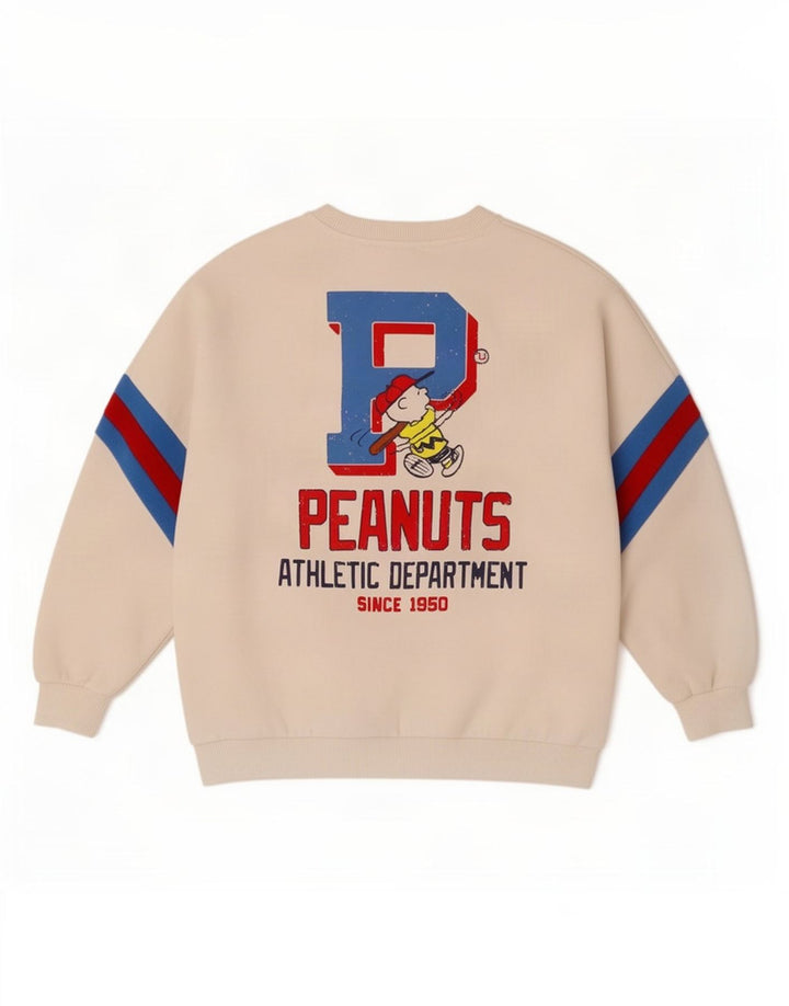 Pull & Bear Dame Peanuts Graphic Sweatshirt Jumper UK 10 Small White