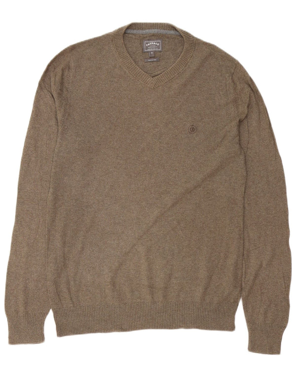 FAT FACE Herre V-hals sweater Medium Grå Bomuld