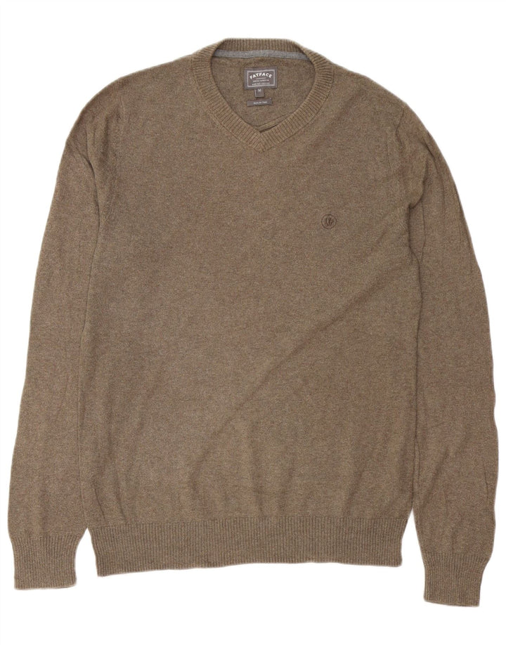 FAT FACE Herre V-hals sweater Medium Grå Bomuld