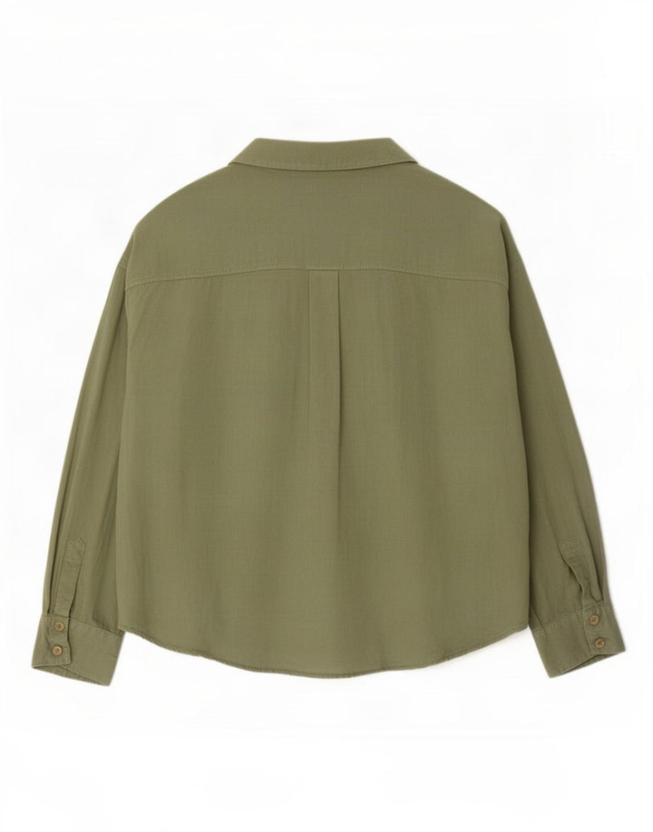 Zara Dame Overshirt Shirt UK 14 Medium Green Linen