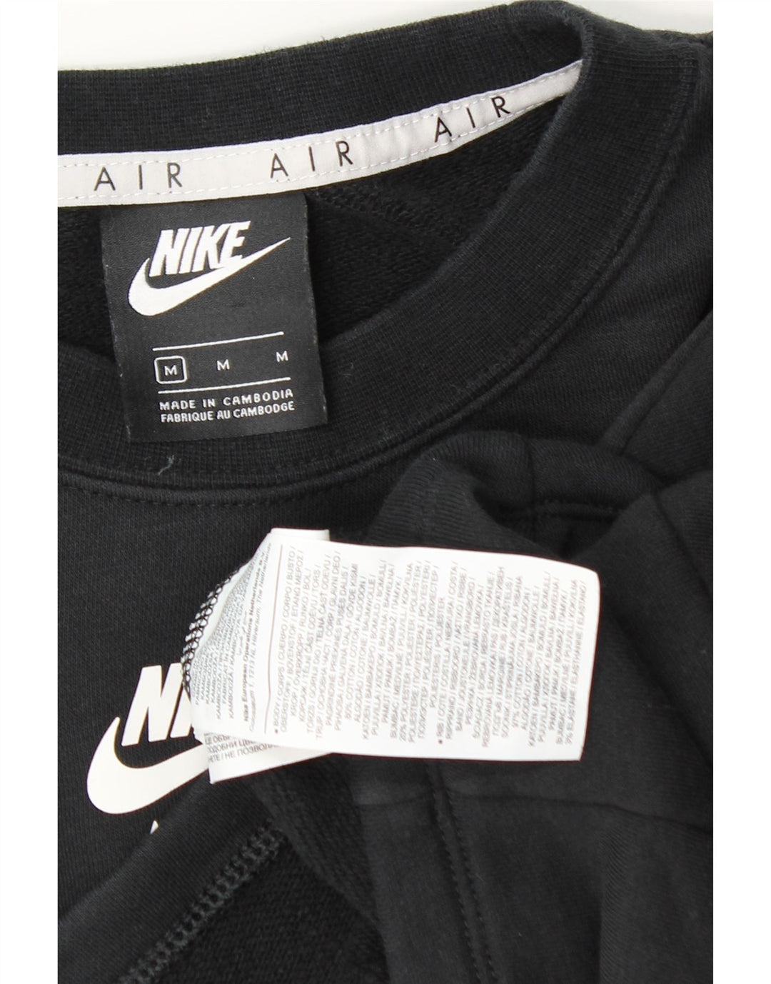 Nike Womens Oversized Crop Graphic Sweatshirt Jumper UK 14 Medium Black