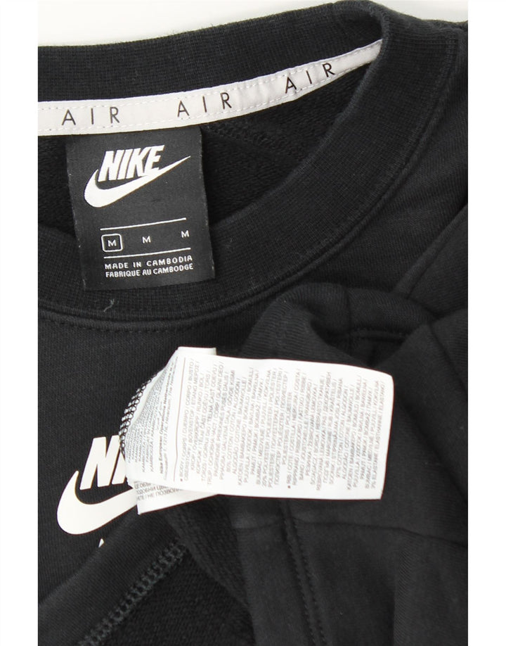 Nike Womens Oversized Crop Graphic Sweatshirt Jumper UK 14 Medium Black