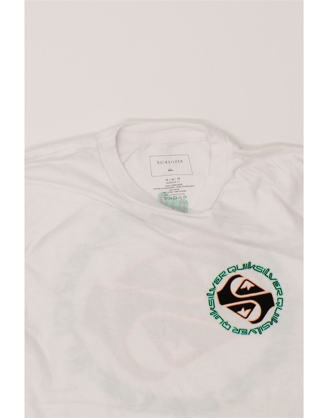 QUIKSILVER Womens Regular Fit Graphic Top Long Sleeve UK 12 Medium White Vintage Quiksilver and Second-Hand Quiksilver from Messina Hembry 
