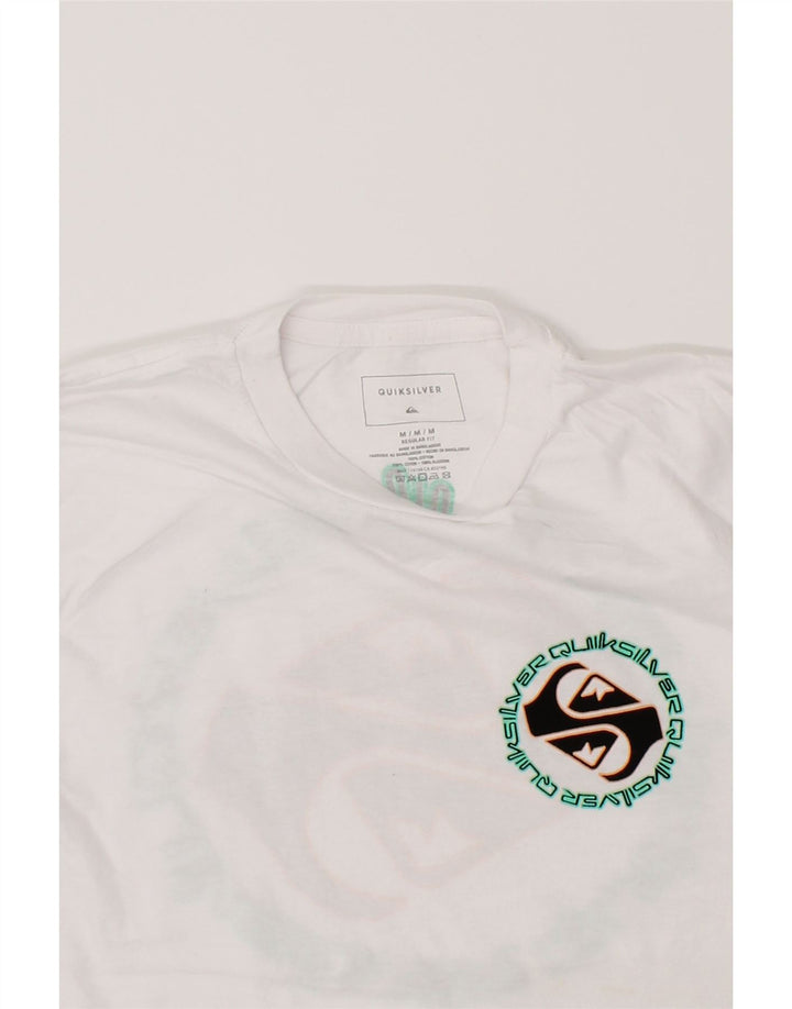 QUIKSILVER Womens Regular Fit Graphic Top Long Sleeve UK 12 Medium White Vintage Quiksilver and Second-Hand Quiksilver from Messina Hembry 