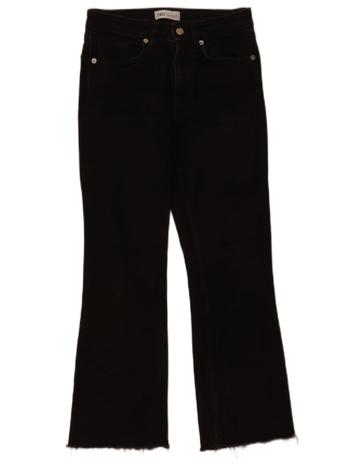 Zara Dame Crop Bootcut Jeans EU 36 XS W26 L24 Sort