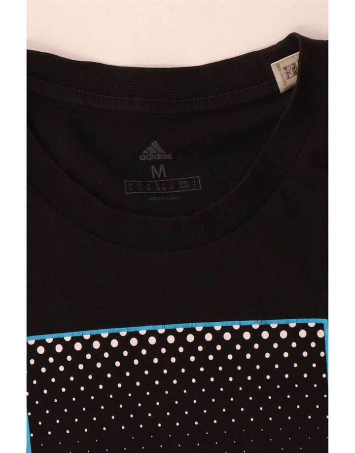 Adidas Tre Stripes Grafisk T-Shirt Top Medium Sort Bomuld