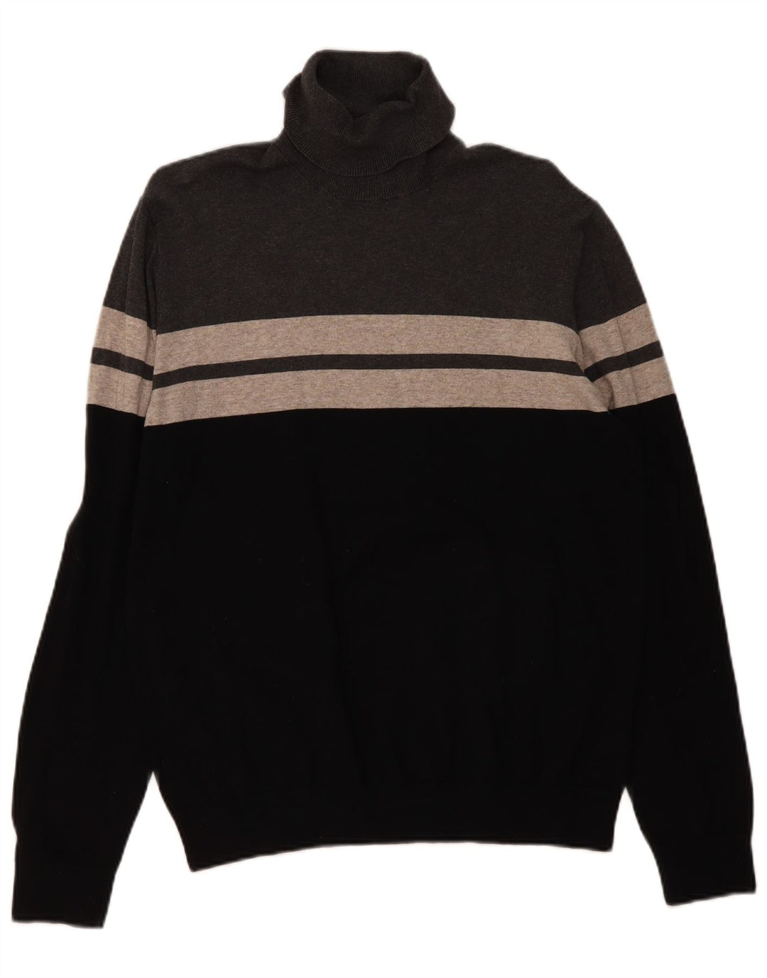 Marks & Spencer Herre Rullehalstrøje Sweater Stor Sort Colourblock