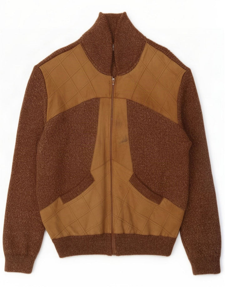 Sercap Herre Cardigan Sweater Medium Brun Colourblock