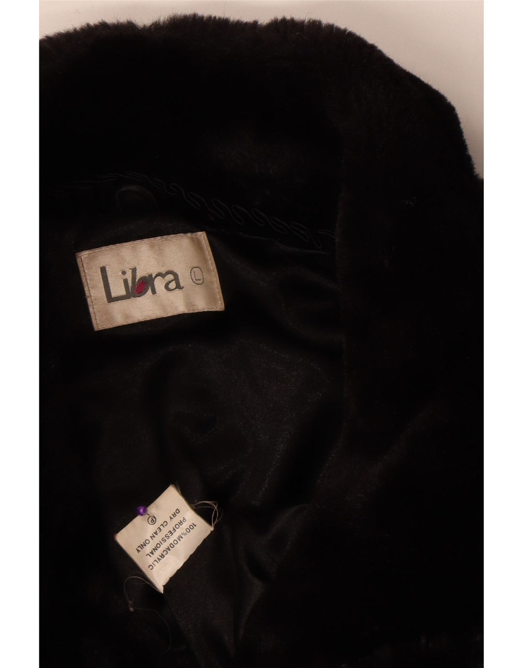 Libra Dame imiteret Pels Overfrakke UK 16 Large Black Modacryl