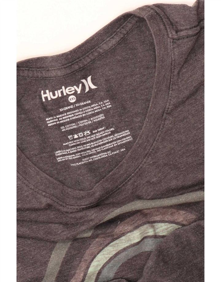 Hurley Herre Grafisk T-Shirt Top 2XL Grå Bomuld