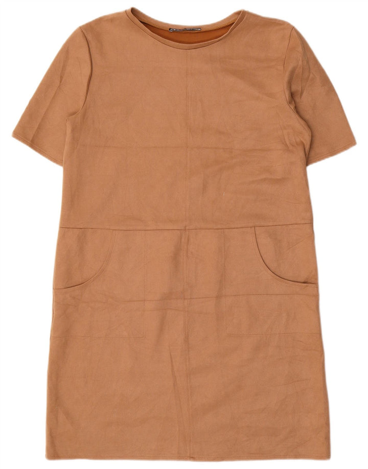 Zara Womens Shift Dress UK 16 Large Brown