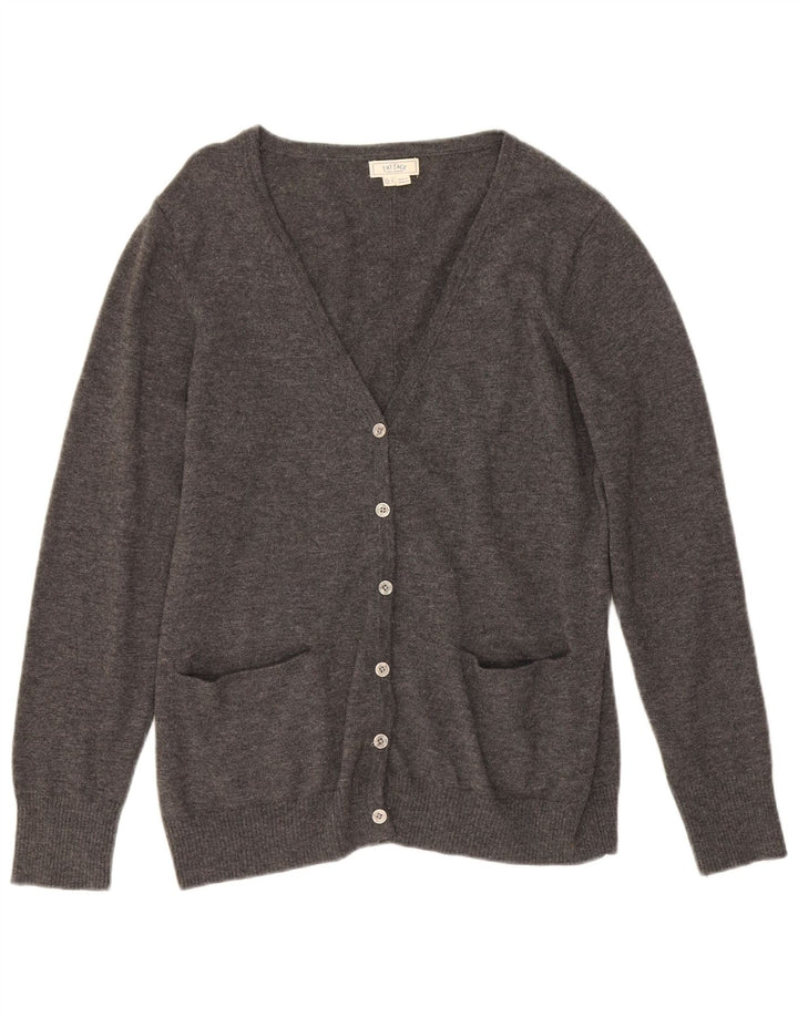 Fat Face Dame Cardigan Sweater UK 16 Stor Grå Uld