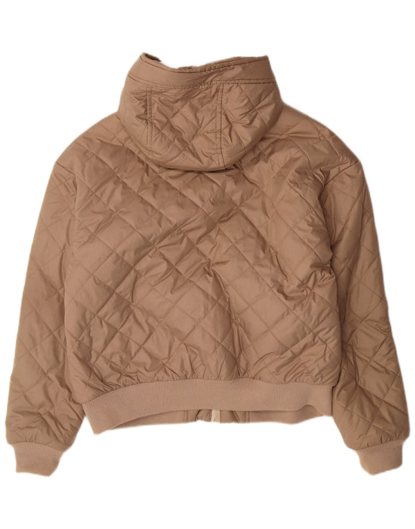 HOLLISTER Kviltet hættejakke til kvinder UK 10 Small Beige Polyester