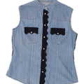 BLUE SIDE Womens Sleeveless Denim Shirt UK 16 Large Blue Vintage Blue Side and Second-Hand Blue Side from Messina Hembry 