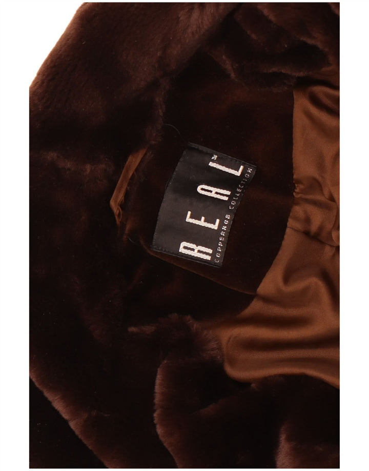 Vintage fløjlsoverfrakke til kvinder UK 10 Small Brown