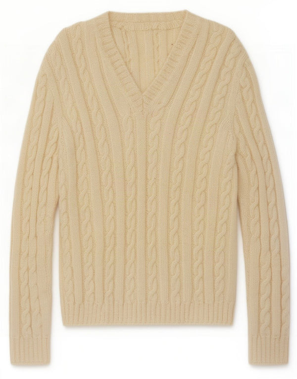 Vintage Dame V-hals sweater UK 14 Medium Off White