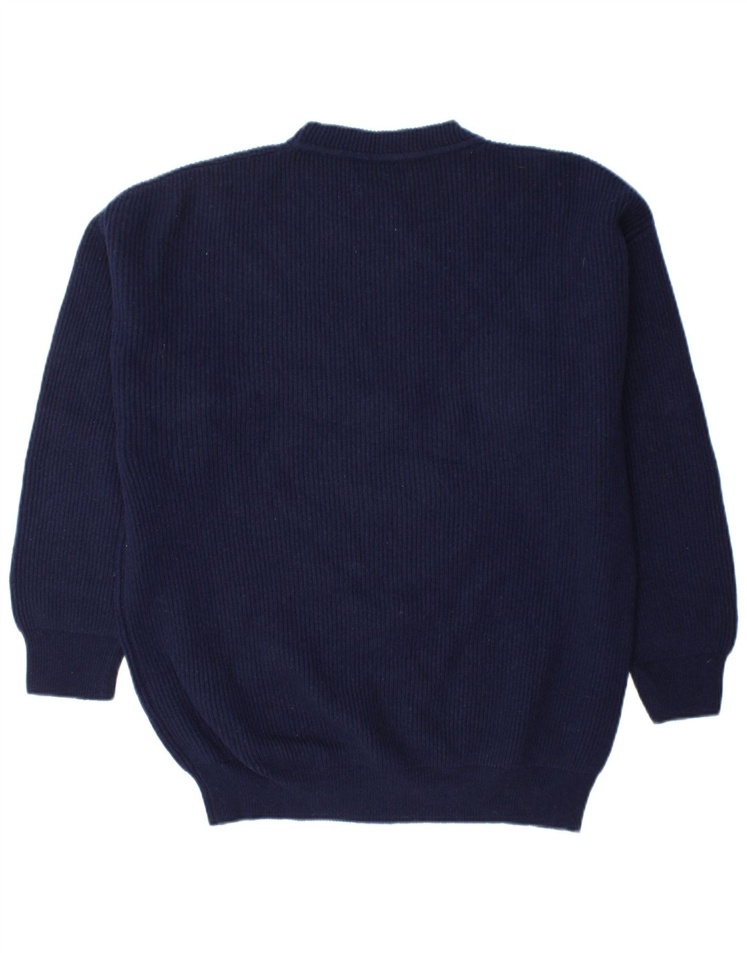 BENETTON Herre sweater med rund hals, medium marineblå jomfruuld