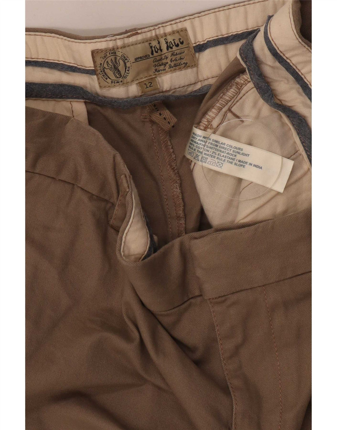 Fat Face Dame Chino Shorts UK 12 Medium W32 Khaki Cotton