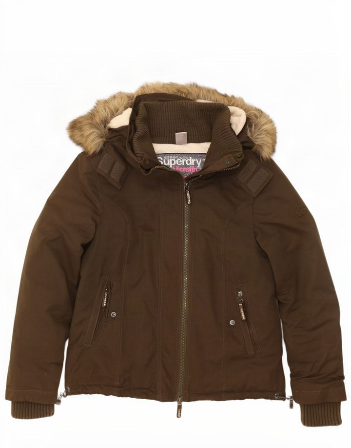 Superdry vindjakke med hætte til kvinder UK 18 XL Khaki Polyester