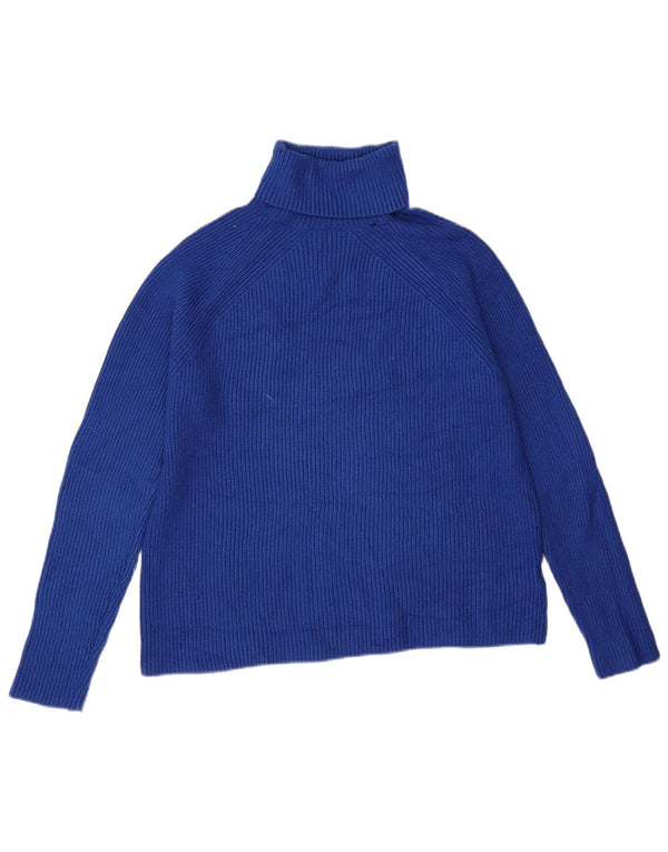 Marks & Spencer Dame Rullehals sweater UK 14 Medium Blue Viscose