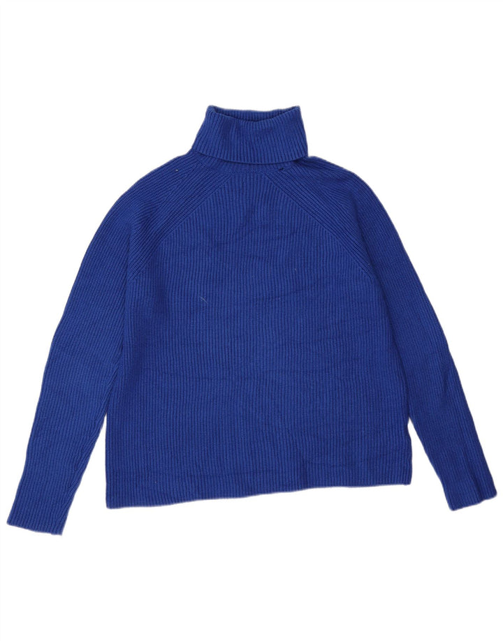 Marks & Spencer Dame Rullehals sweater UK 14 Medium Blue Viscose