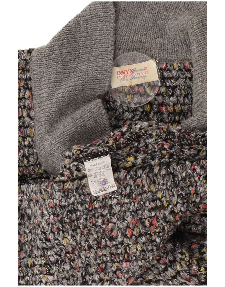 Onyx Dame Cardigan Sweater UK 12 Medium Grey Flecked Wool