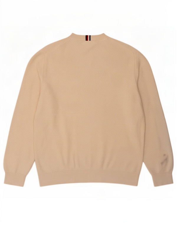 Tommy Hilfiger Mens Crew Neck Jumper Sweater 2XL Off White Cotton