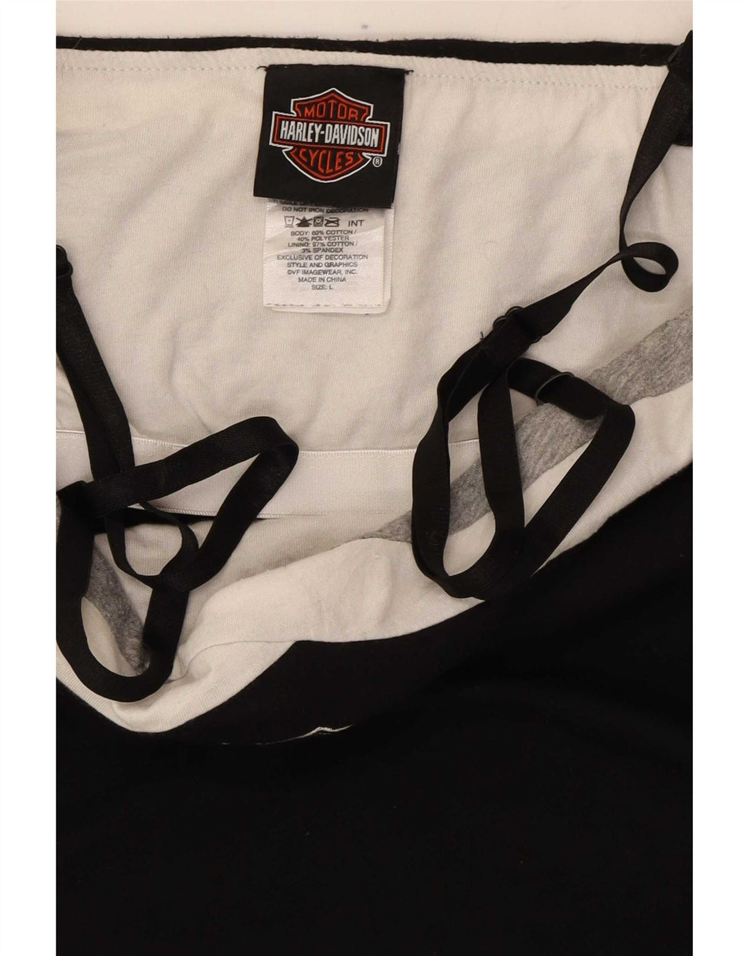 Harley Davidson Dame Grafisk Crop Cami Top UK 14 Stor Sort Bomuld