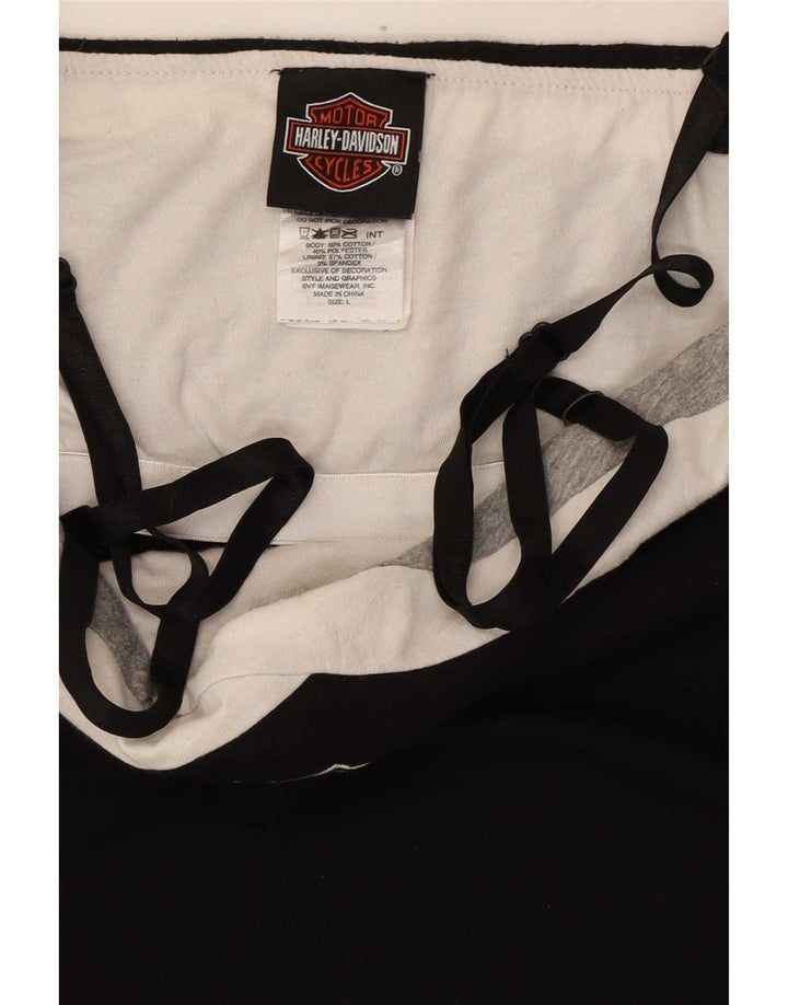 Harley Davidson Dame Grafisk Crop Cami Top UK 14 Stor Sort Bomuld