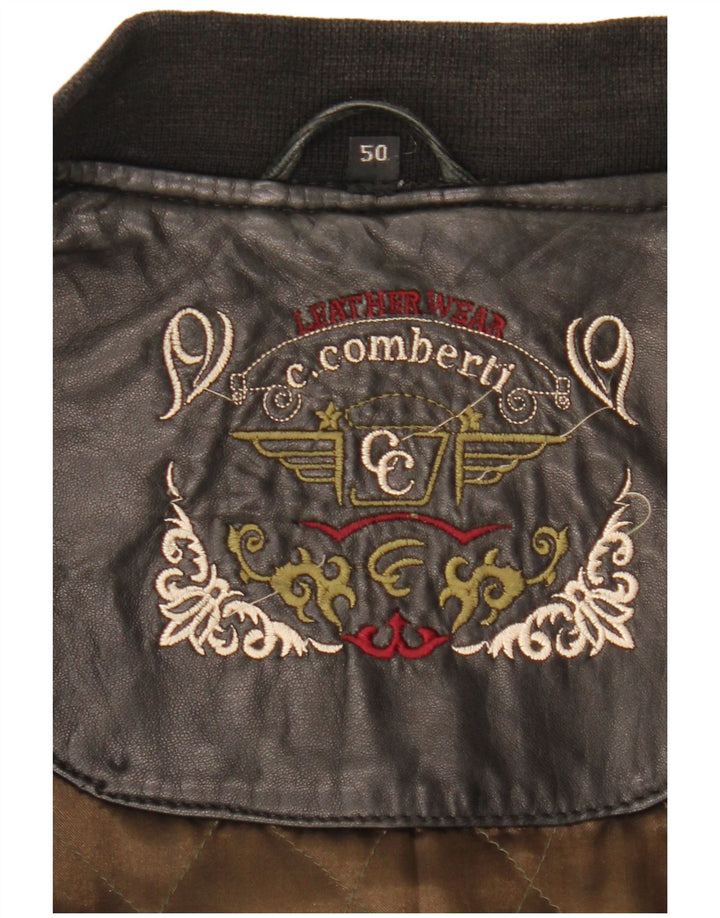 C.Comberti Herre Bomber Læderjakke IT 50 Stor Sort Læder
