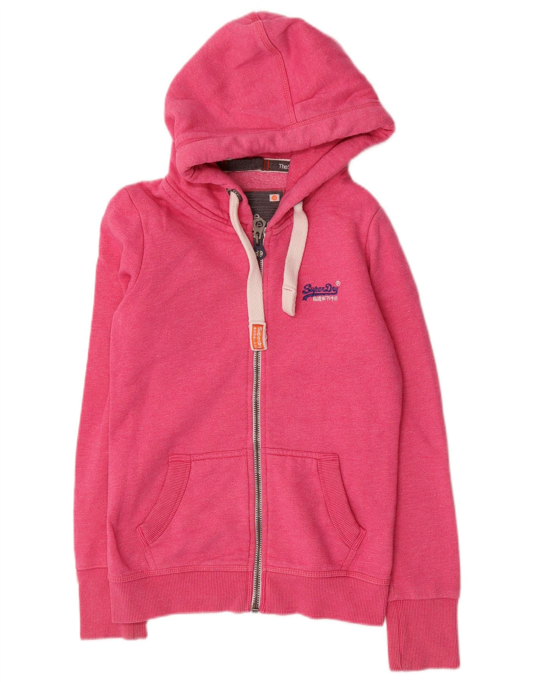 SUPERDRY Dame Orange Label Loose Fit Hættetrøje Sweater med lynlås UK 6 XS Pink