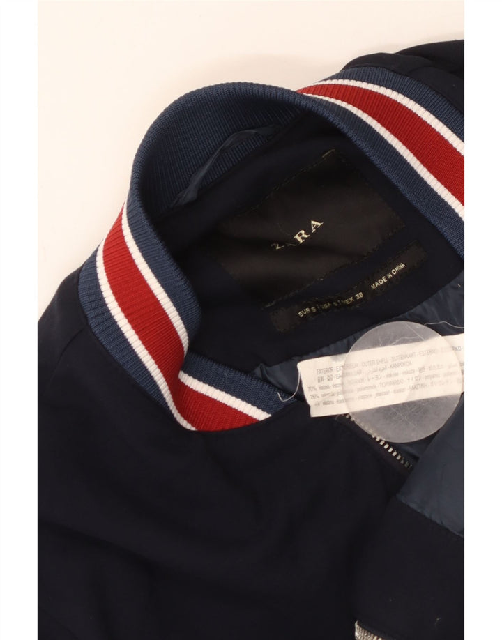 ZARA Bomberjakke til mænd UK 36 Small Navy Blue Viscose