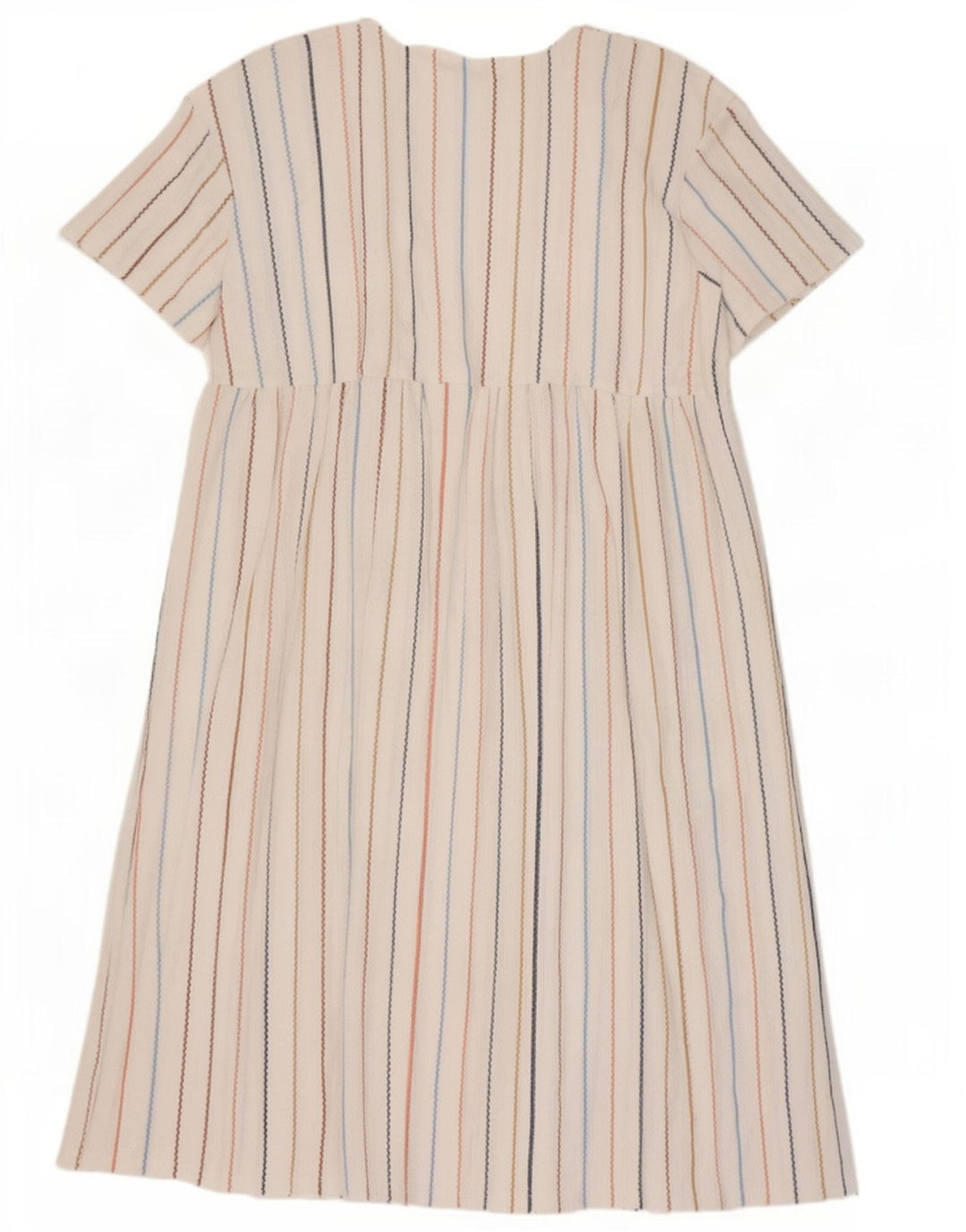 Zara Dame A-Line Kjole UK 16 Stor hvid stribet polyester