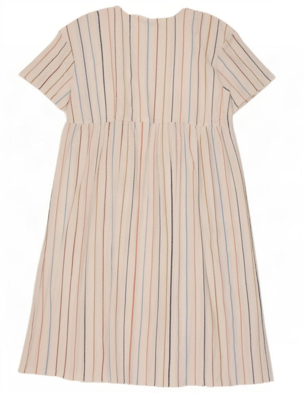 Zara Dame A-Line Kjole UK 16 Stor hvid stribet polyester