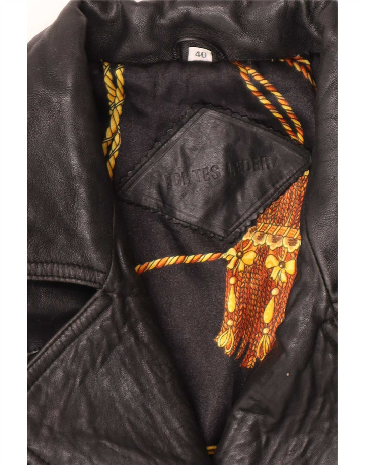 Vintage dame bikerjakke i læder EU 40 Medium Sort