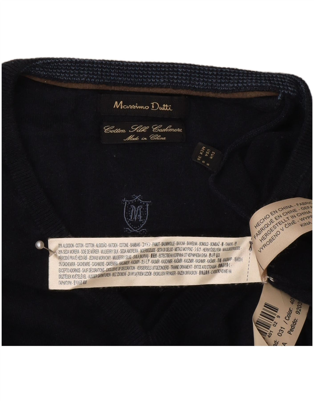 Massimo Dutti Herre V-hals sweater lille marineblå bomuld
