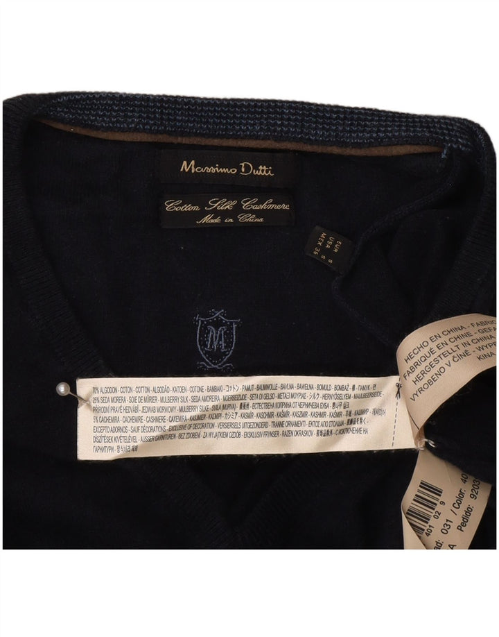 Massimo Dutti Herre V-hals sweater lille marineblå bomuld