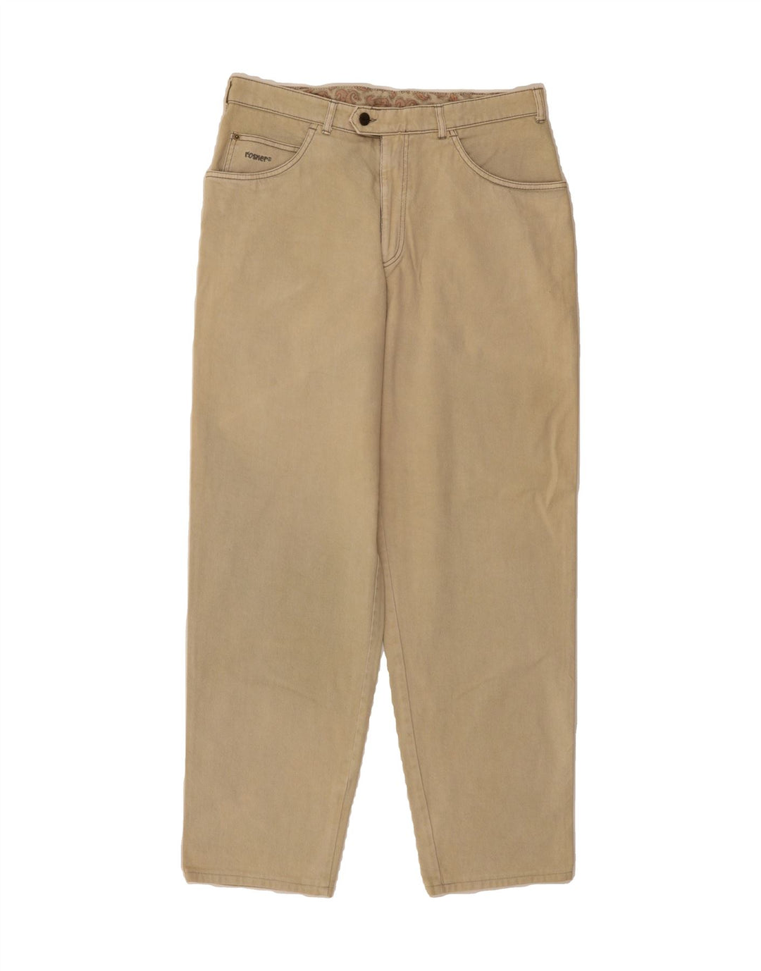 ROSNER Womens Straight Jeans W34 L32 Beige Cotton Vintage Rosner and Second-Hand Rosner from Messina Hembry 