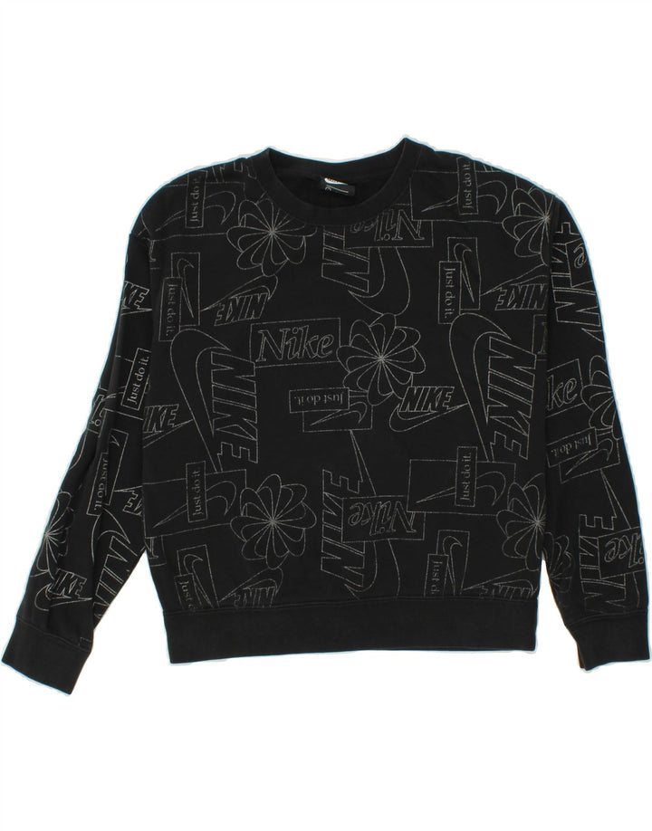 NIKE Womens Oversized Graphic Sweatshirt Jumper UK 10 Small Black Cotton Vintage Nike and Second-Hand Nike from Messina Hembry 