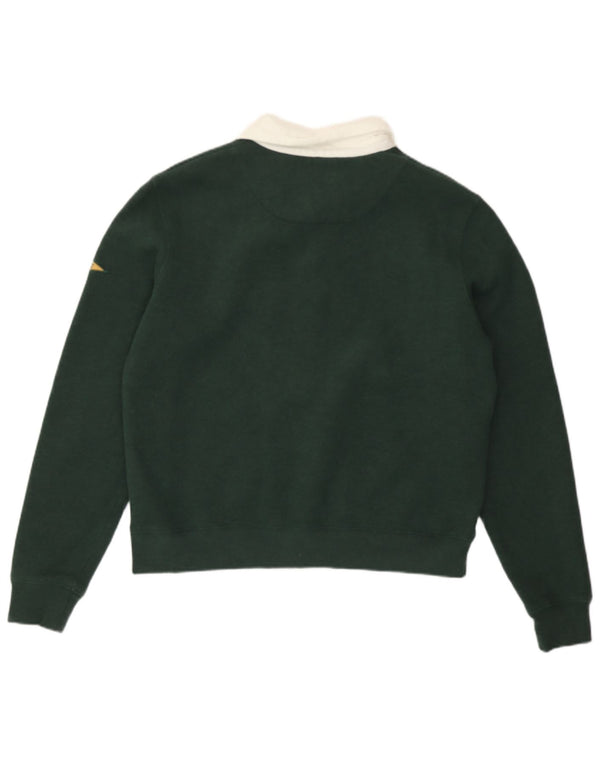 Superdry Dame Polo-hals Sweatshirt Jumper UK 12 Medium Green Colourblock